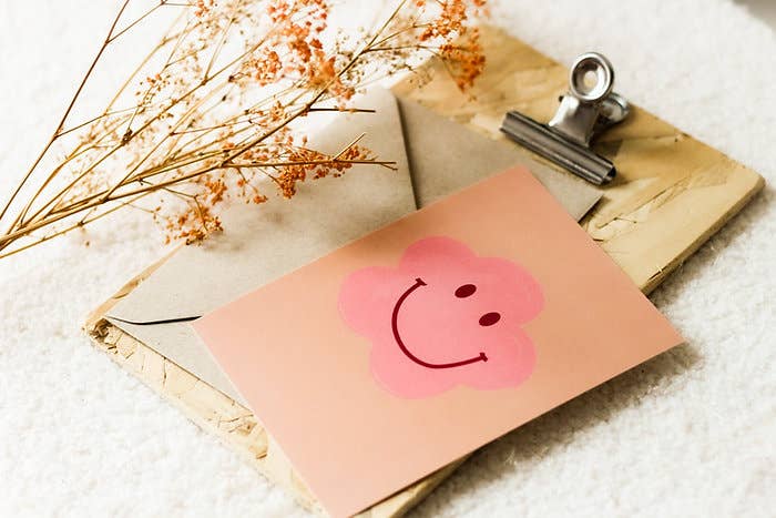 Wenskaart Smiley flowers