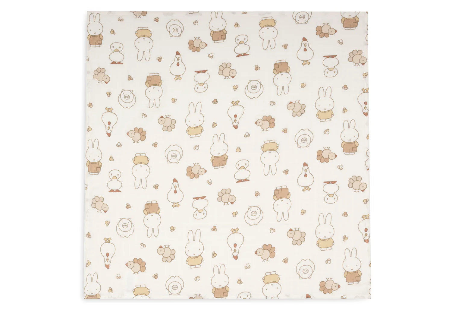 Jollein Hydrofiele Doek Small 70x70cm - Miffy Family Farm - 3 Stuks