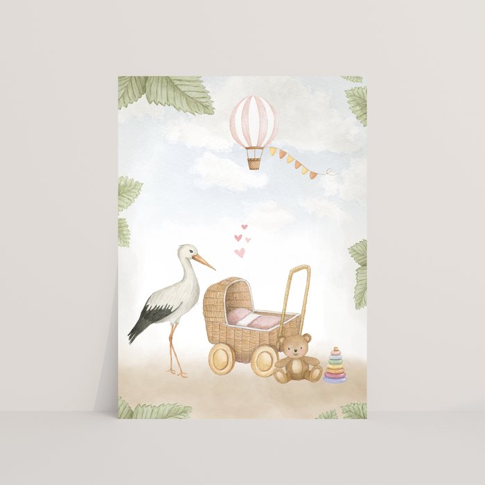 Wenskaart Ansichtkaart baby roze