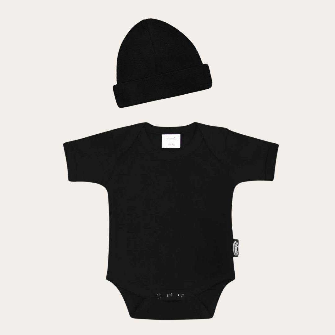 Funnies Romper & Muts setje - Zwart