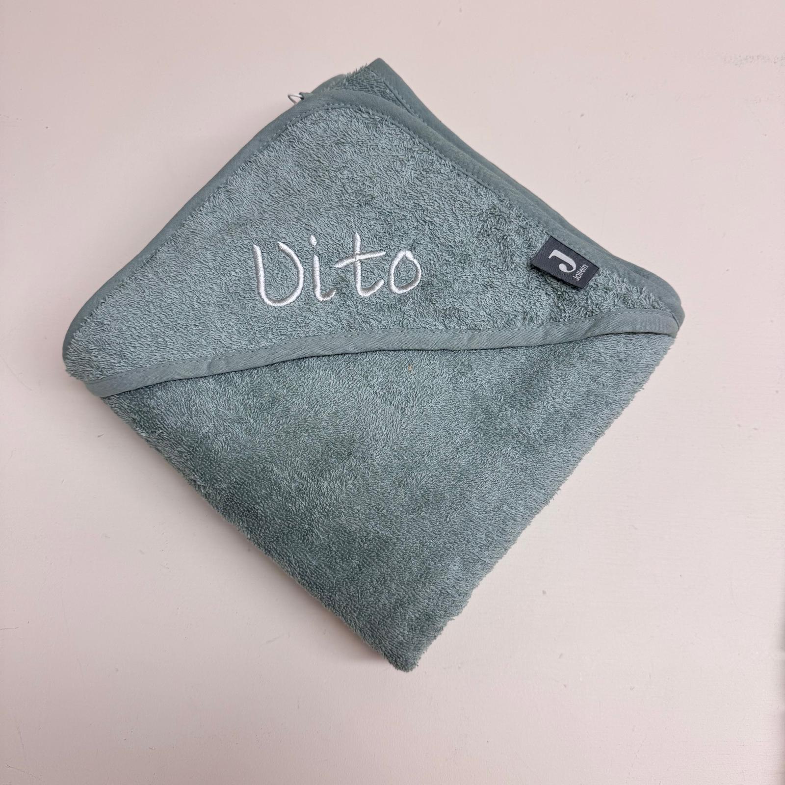 Jollein Badcape met Naam - Badstof - Sea green