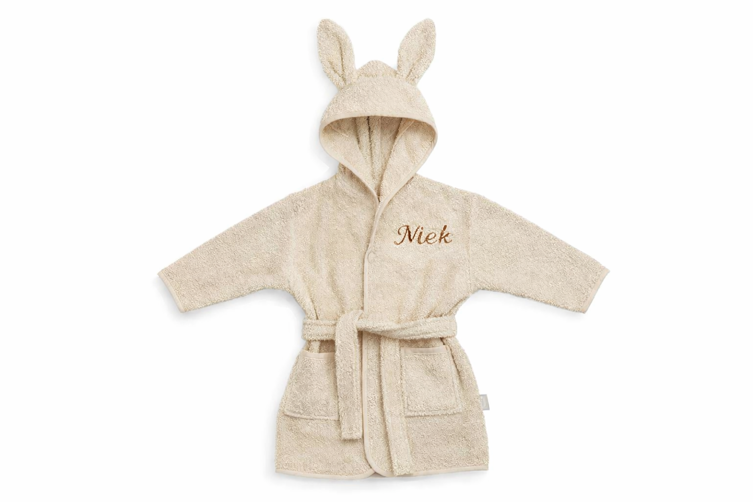 Jollein Baby Badjas Badstof - Nougat - met naam