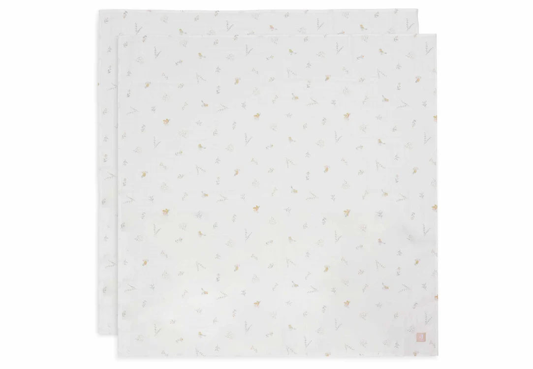 Jollein Hydrofiele Doek Large 115x115cm - Lovely Birds - 2 Stuks