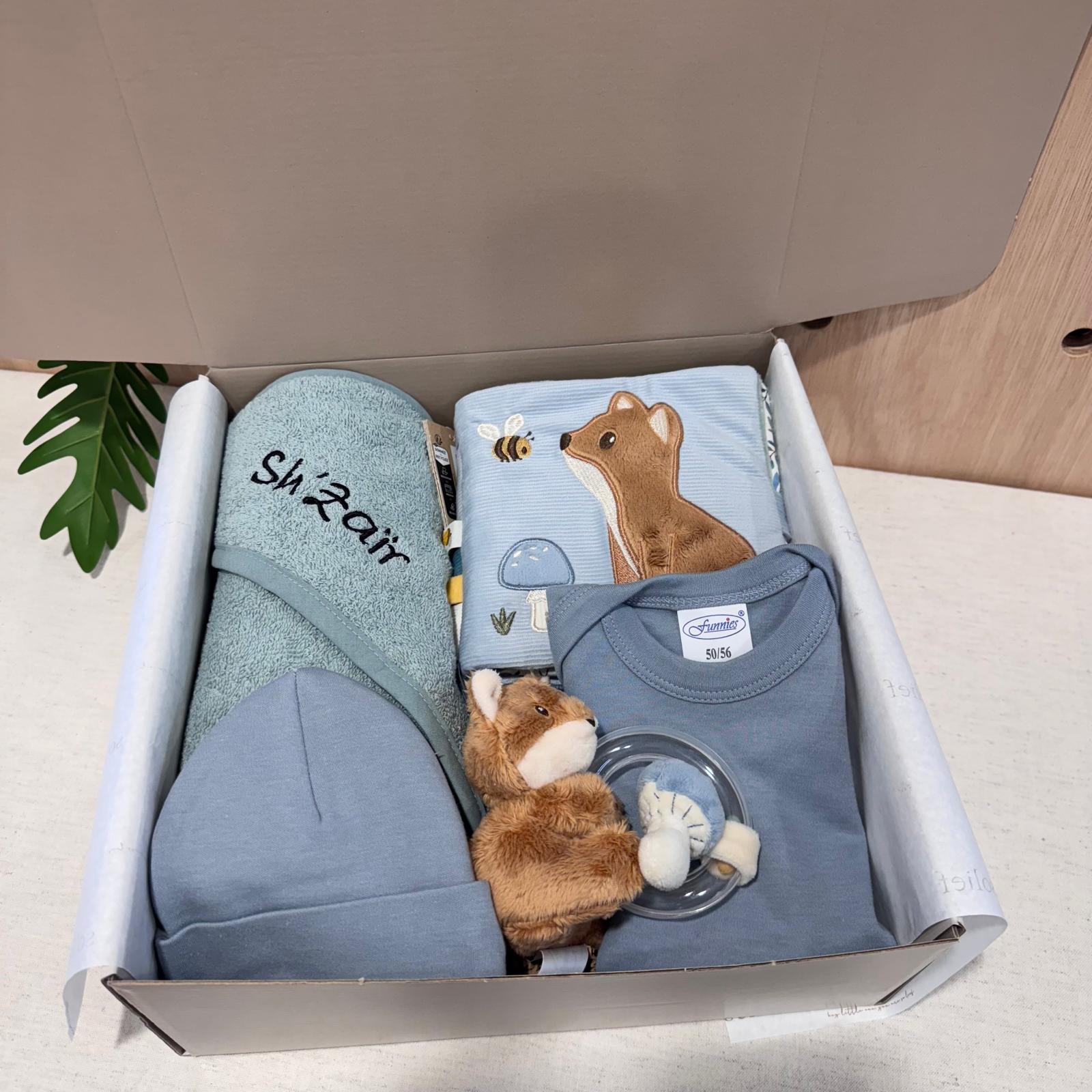 Kraamcadeau - Cadeaubox - Lieve vosje - Blauw