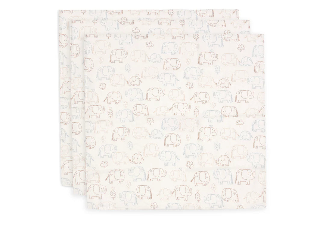 Jollein Hydrofiele Doek Small 70x70cm - Elephant Tales - 3 Stuks
