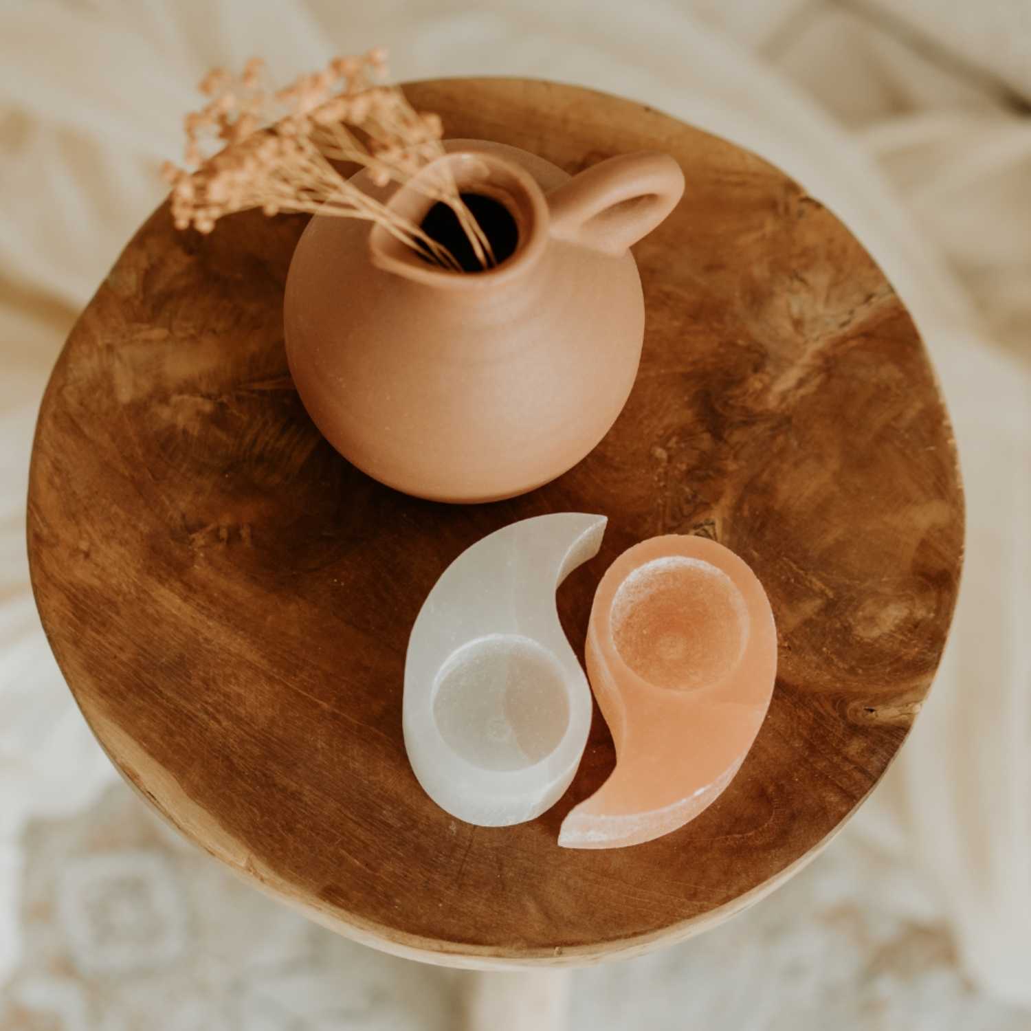 Seleniet Theelichthouder Yin Yang