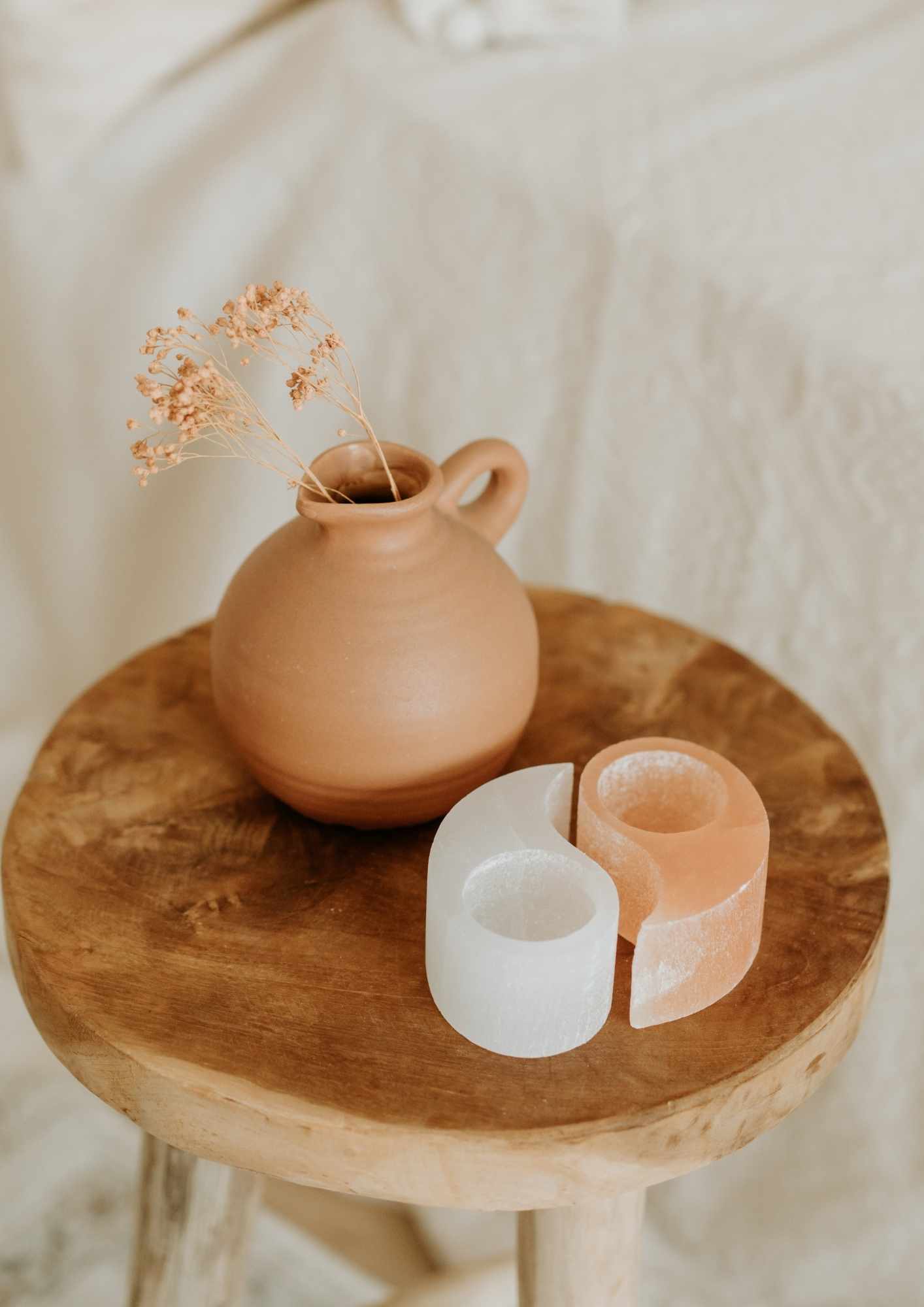 Seleniet Theelichthouder Yin Yang