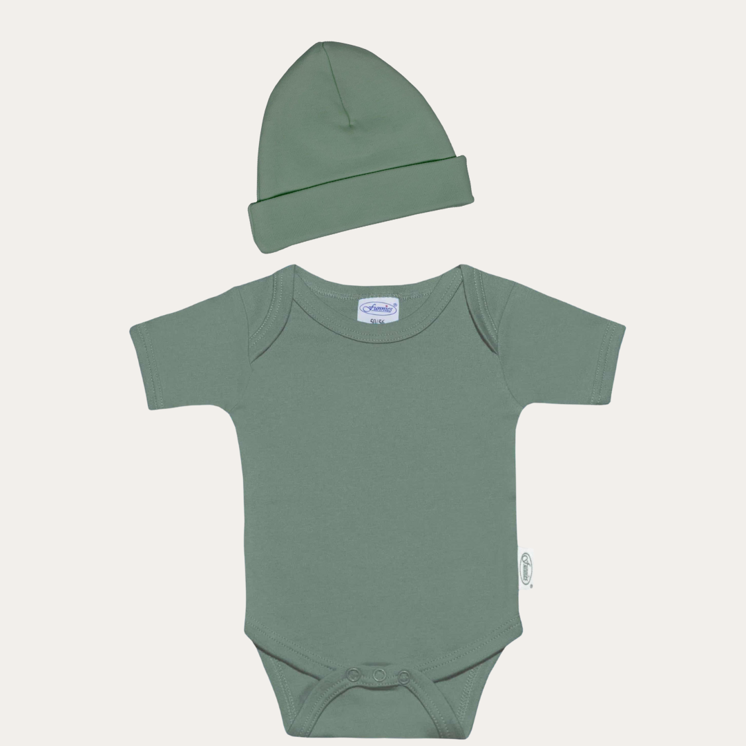 Funnies Romper & Muts setje - Stone Green