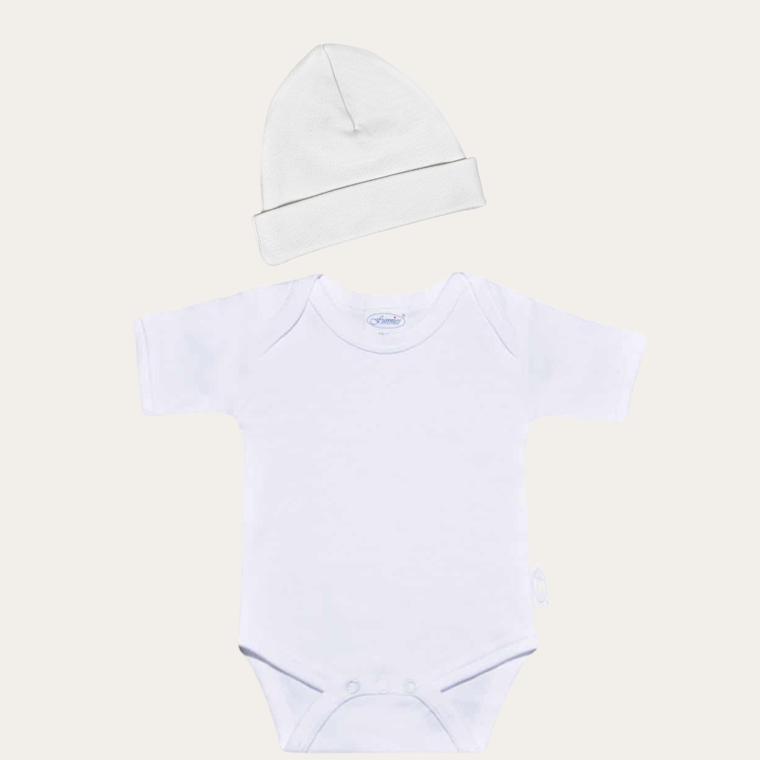 Funnies Romper & Muts setje - Wit