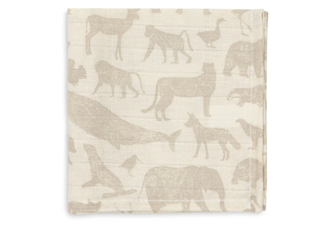 Jollein Hydrofiele Monddoekjes - Animals Nougat - 3 pack