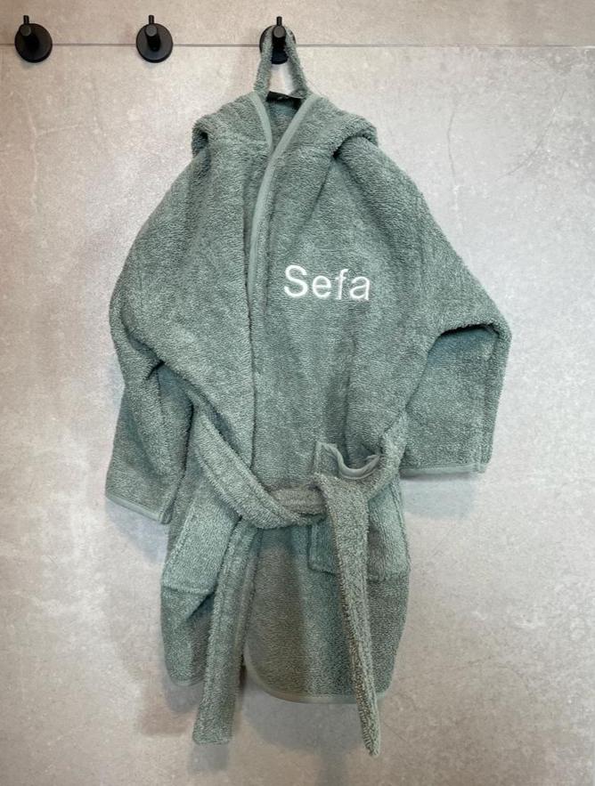 Jollein Baby Badjas Badstof - Ash Green - met naam