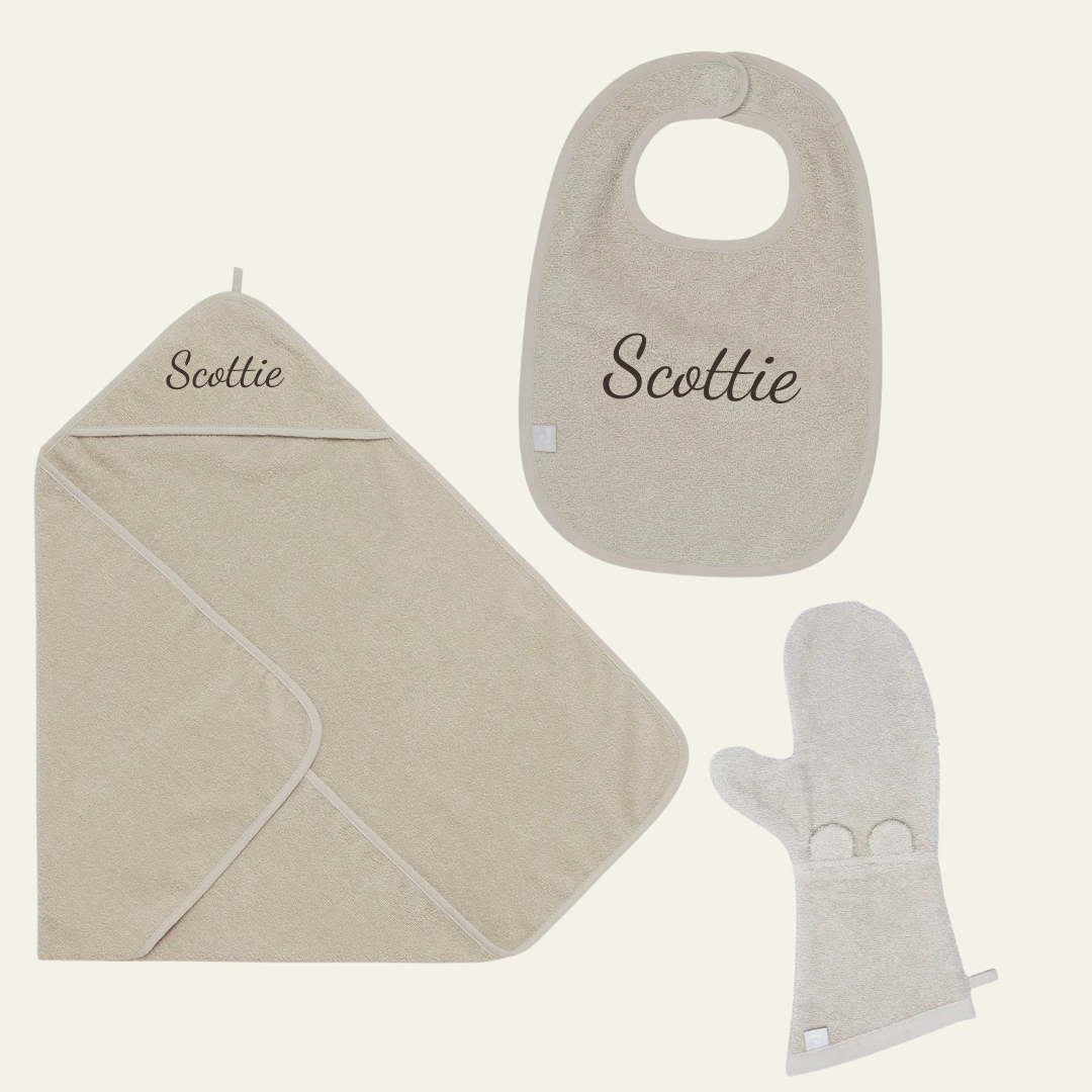 3-delig badstofset - Nougat