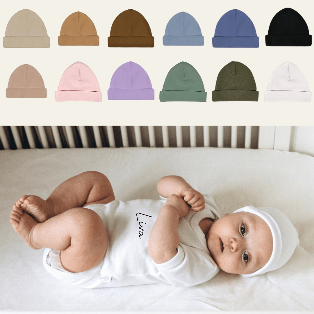Alle kleuren baby muts met naam