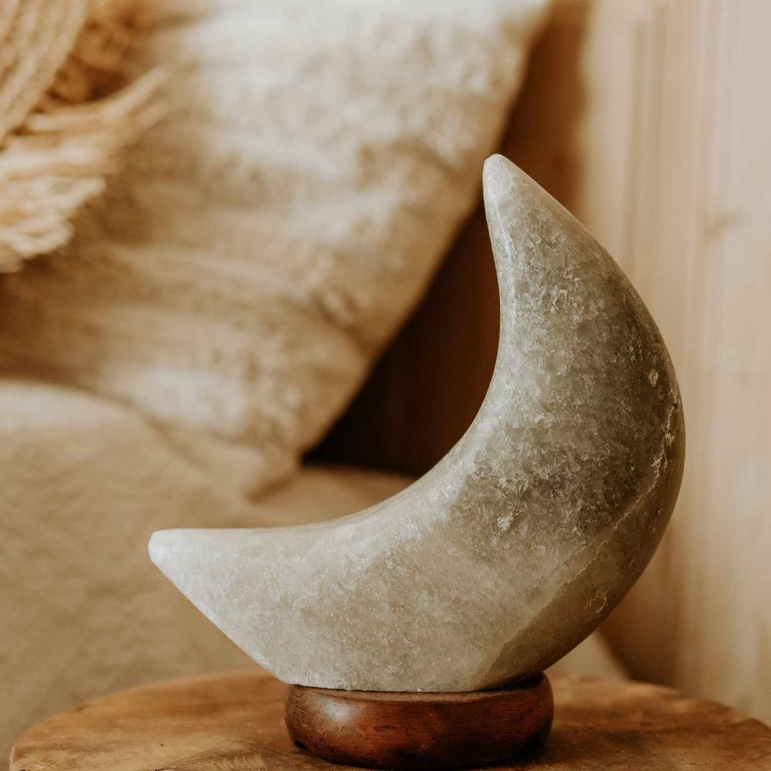 Himalaya Zoutlamp Maan - Grijs - Inclusief lichtborn/fitting