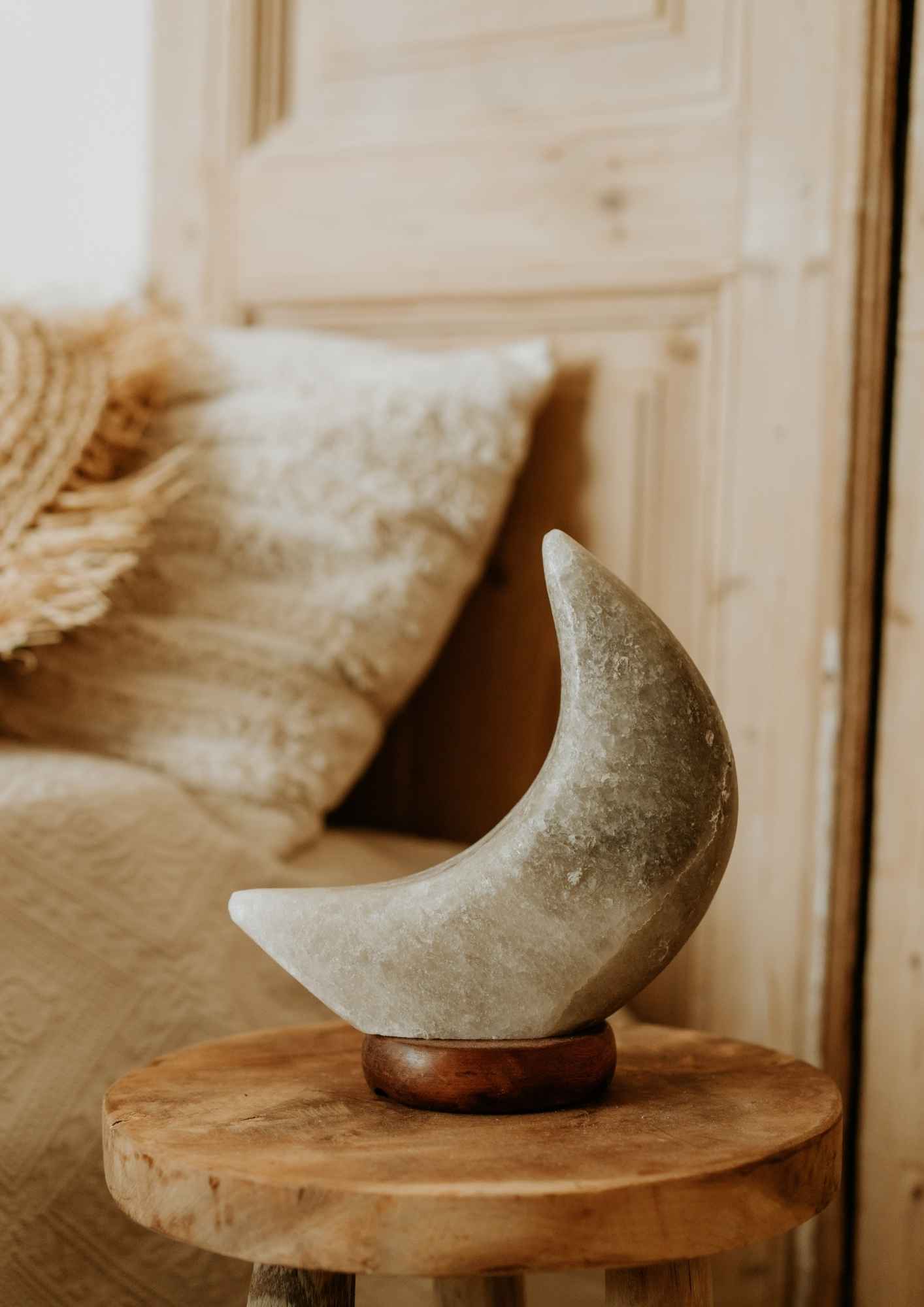 Himalaya Zoutlamp Maan - Grijs - Inclusief lichtborn/fitting