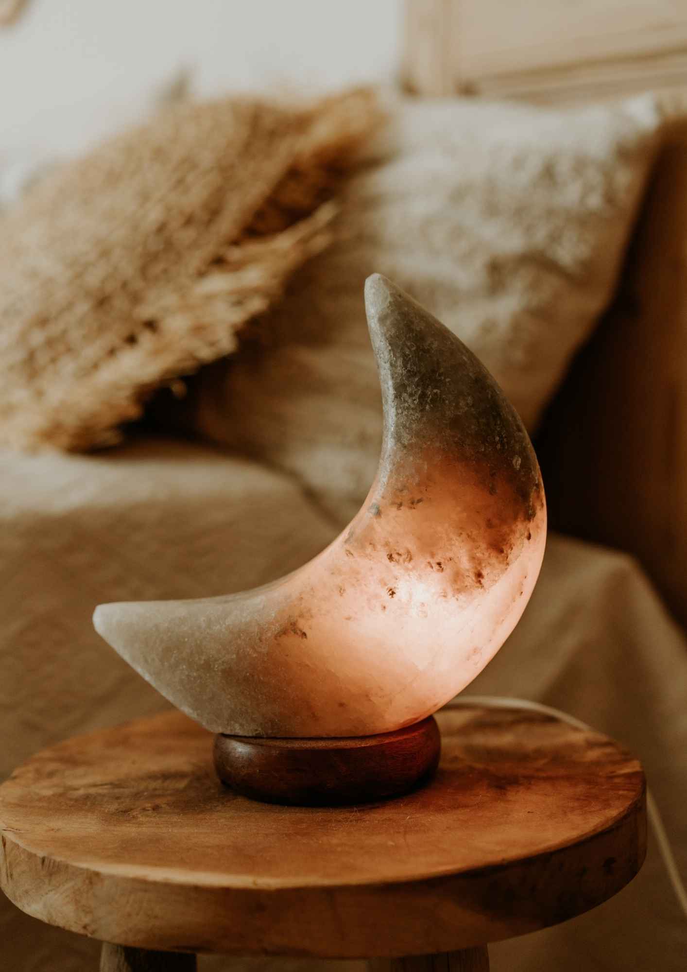 Himalaya Zoutlamp Maan - Grijs - Inclusief lichtborn/fitting