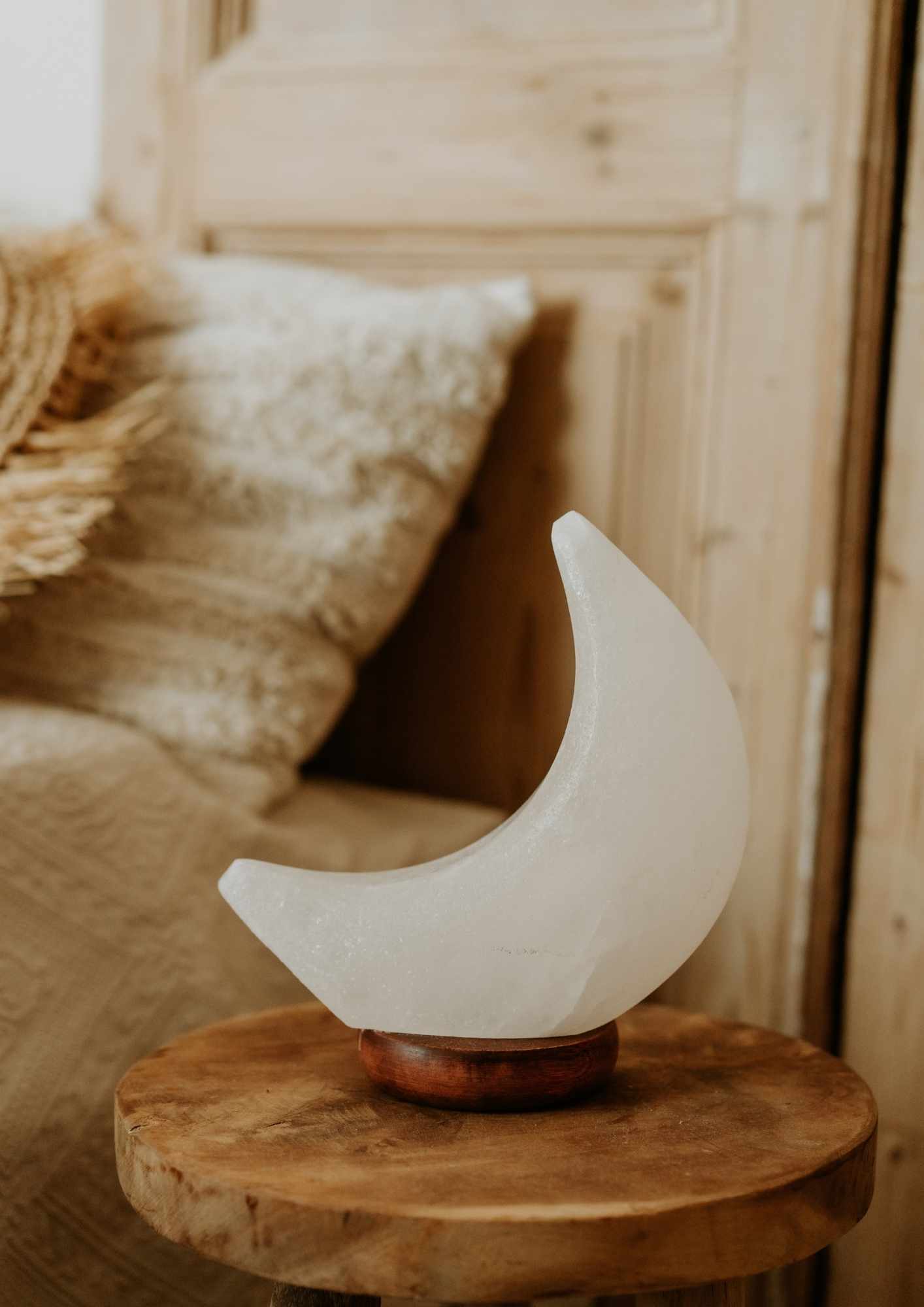 Himalaya zoutlamp maan - wit - Inclusief lichtborn/fitting