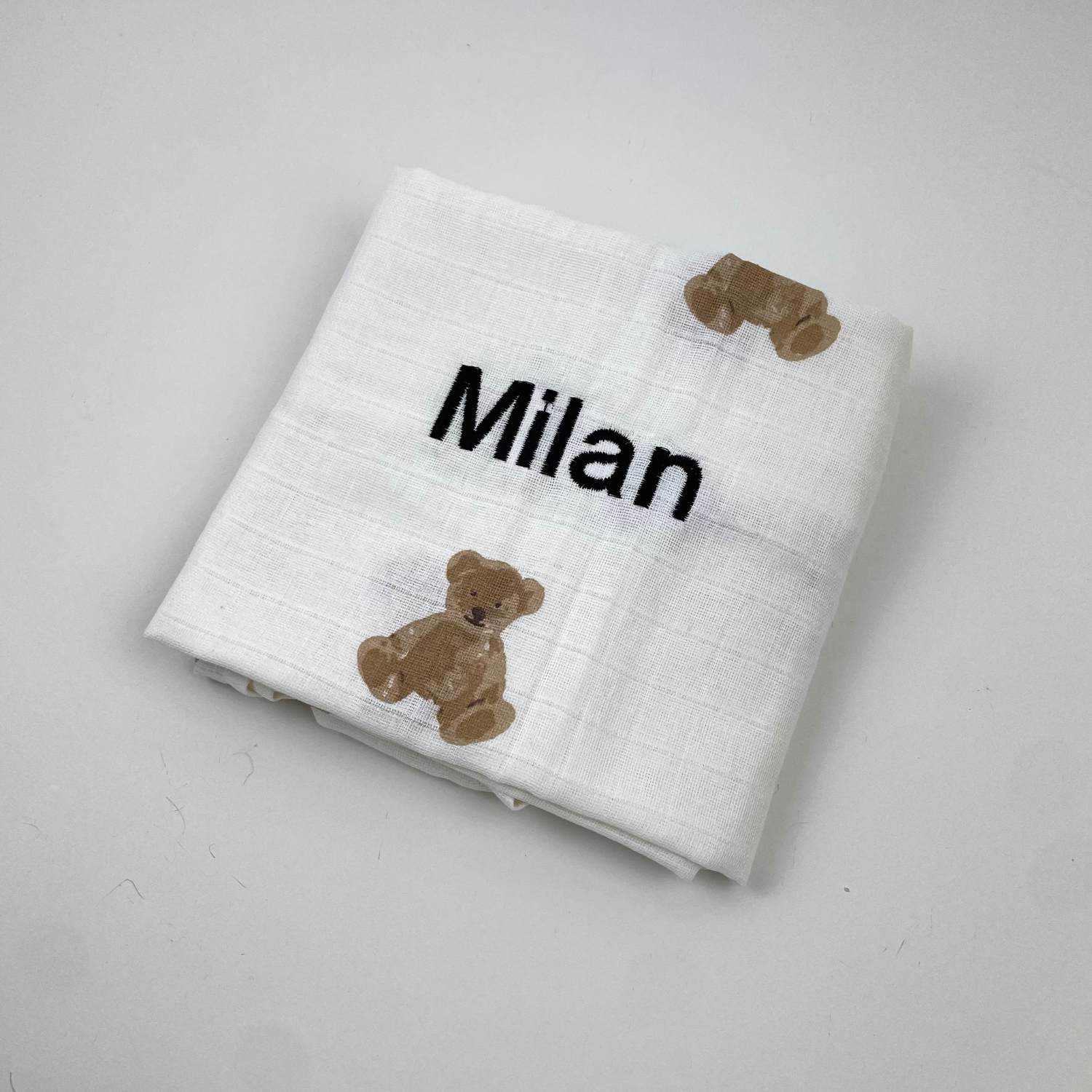 Jollein Hydrofieledoek Teddy Bear 115x115cm - met naam