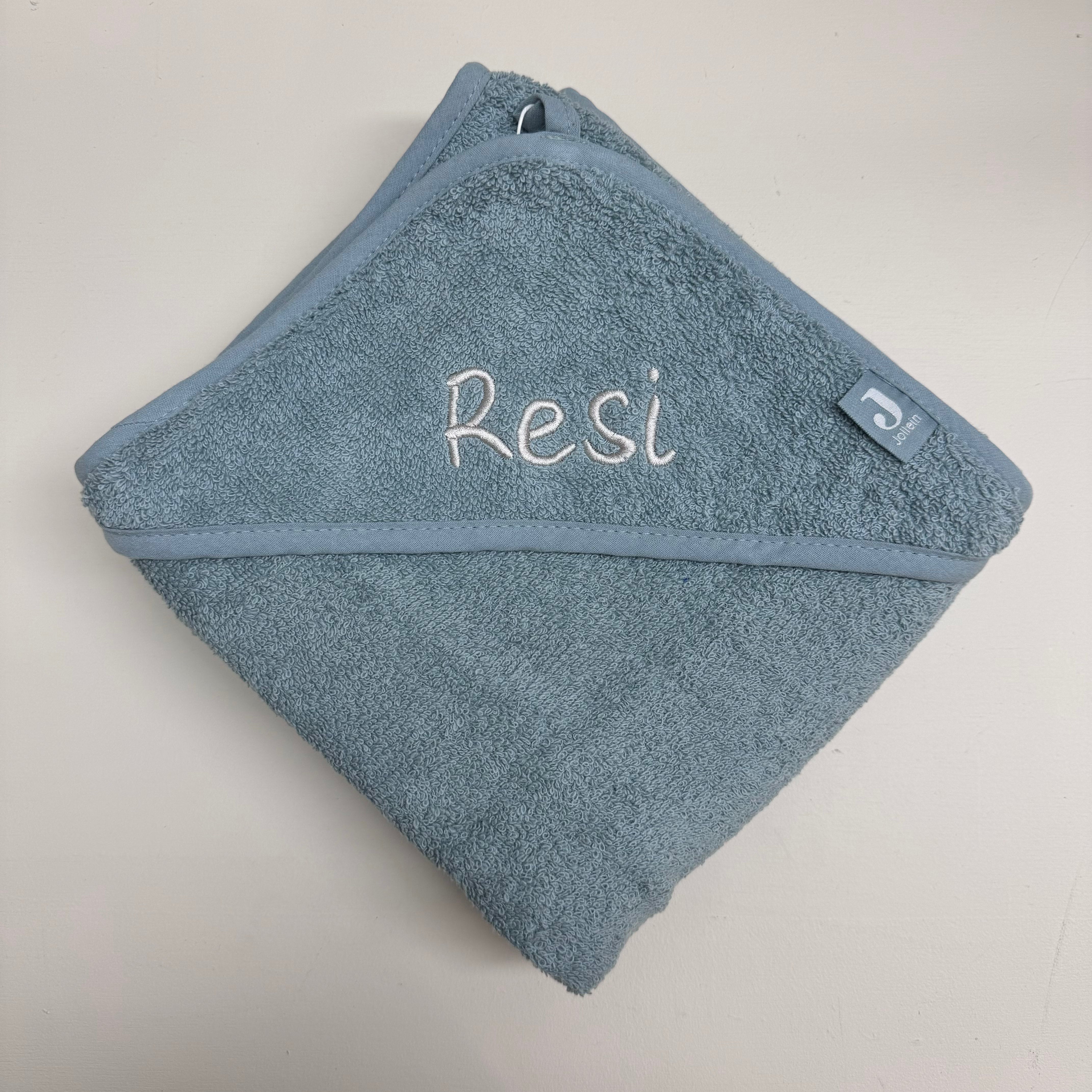 Jollein Badcape met Naam - Badstof - Sea green