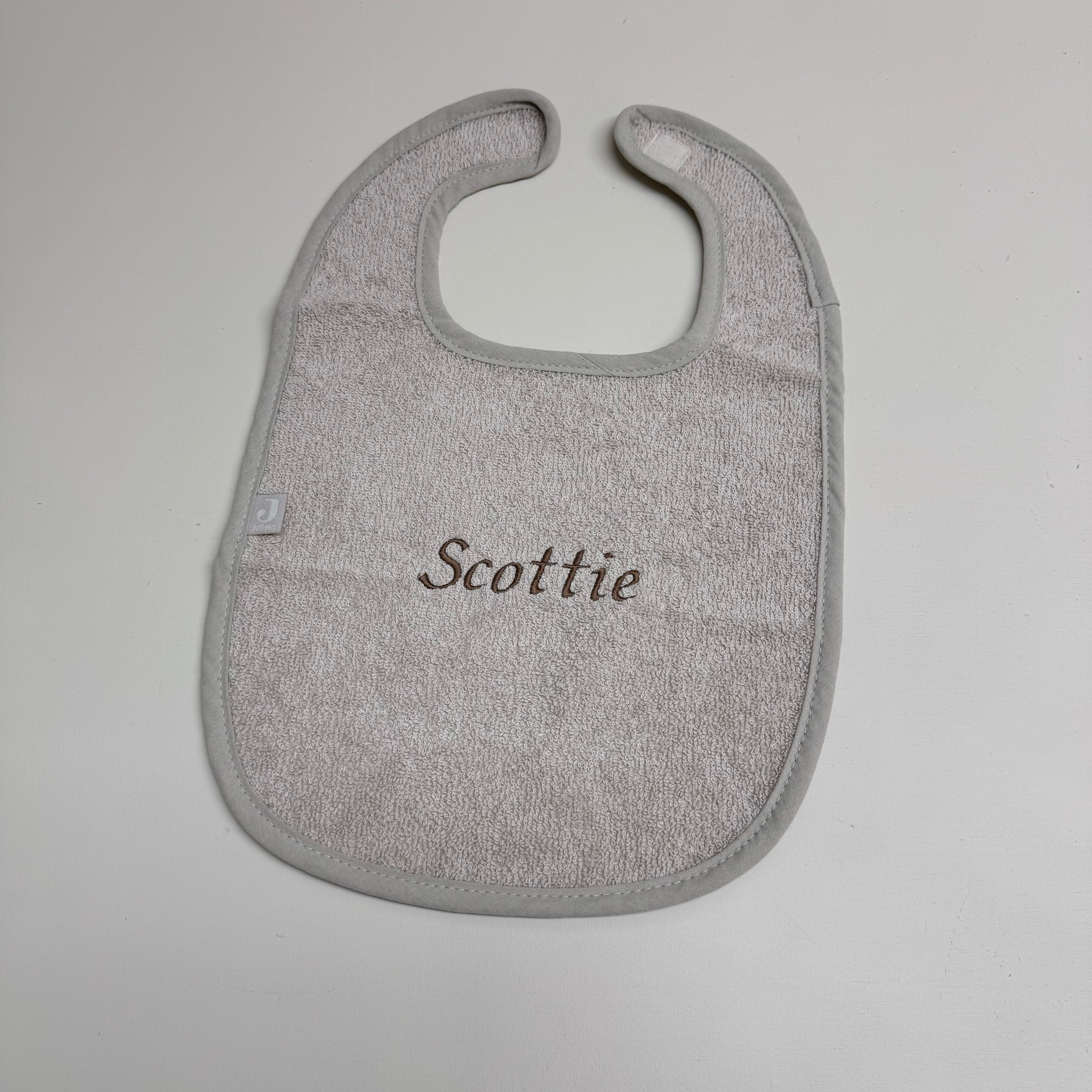 Jollein Slabbetje Badstof - Nougat - met naam