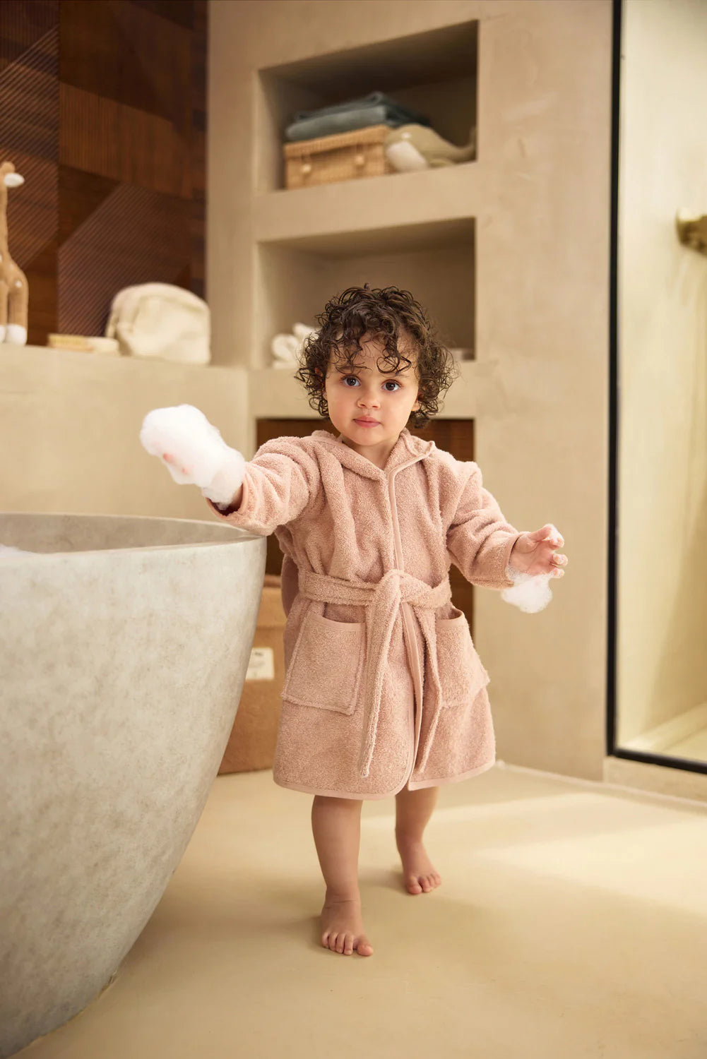 Jollein Baby Badjas Badstof - Wild rose - met naam