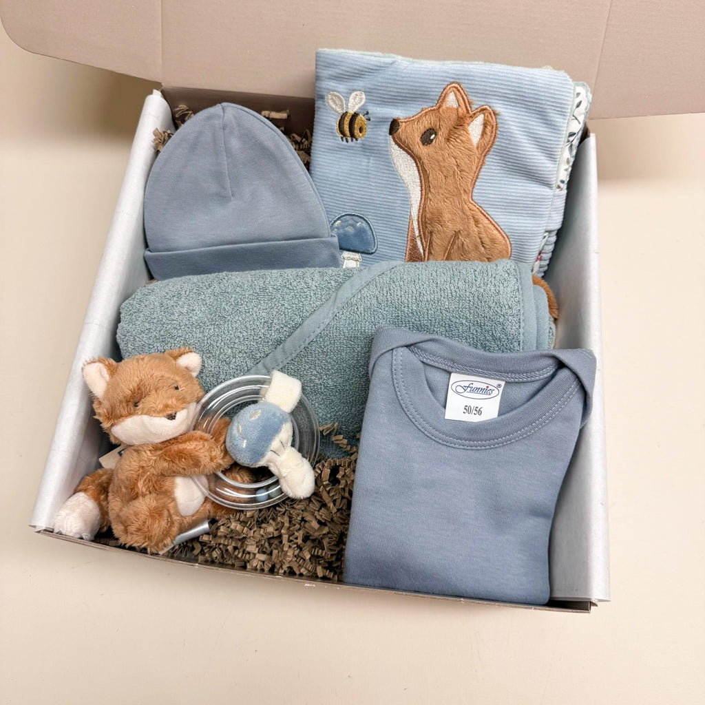 Kraamcadeau - Cadeaubox - Lieve vosje - Blauw