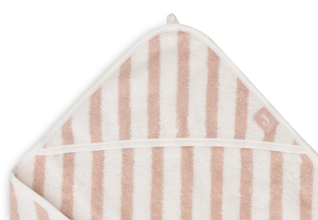 Jollein Badcape 75x75cm Stripe Terry - Wild rose - met naam