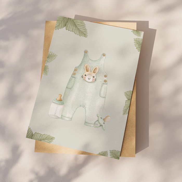 Wenskaart Ansichtkaart baby groen