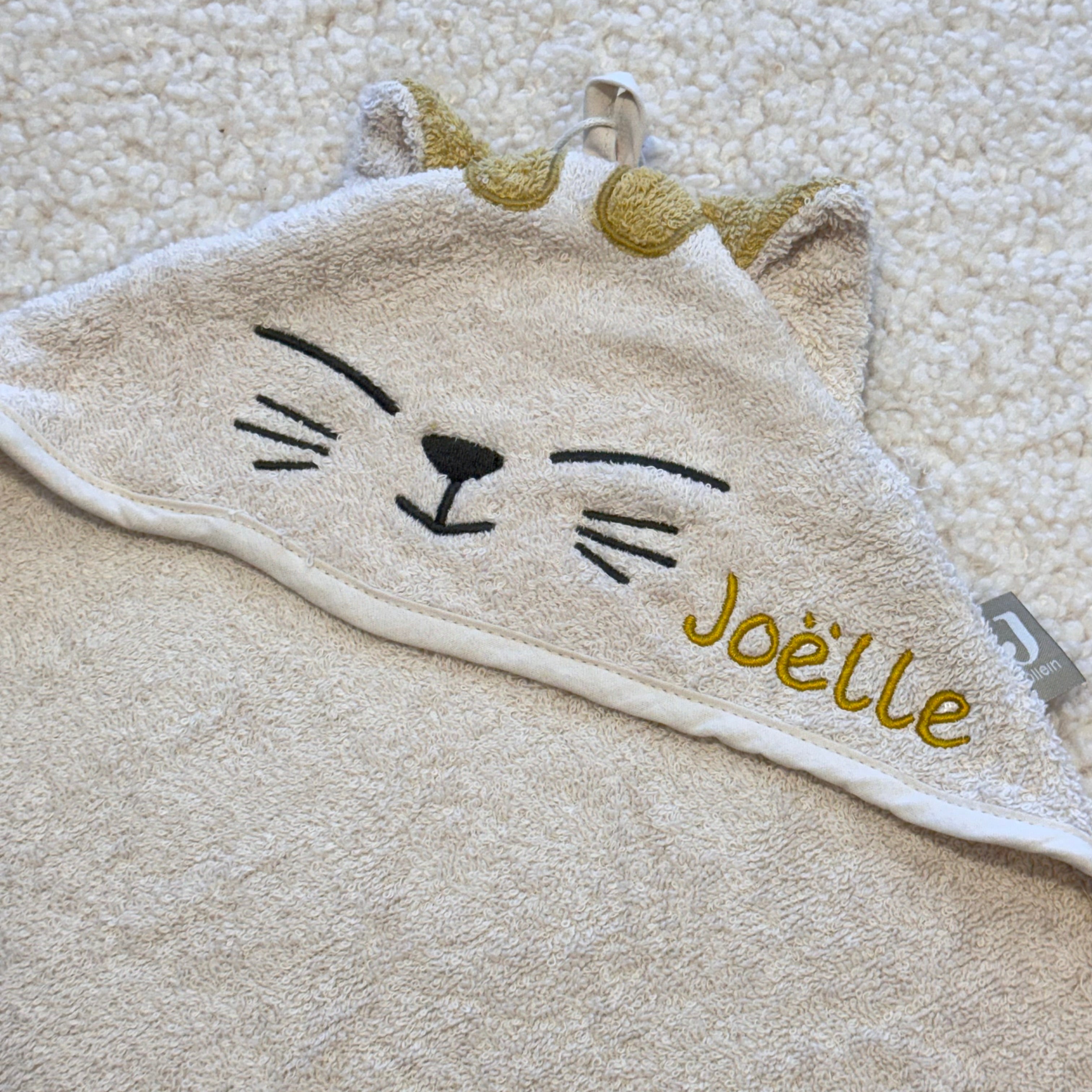 Jollein - Badcape Badstof 75x 75cm - Diego Dog/Charlie Cat (met naam)