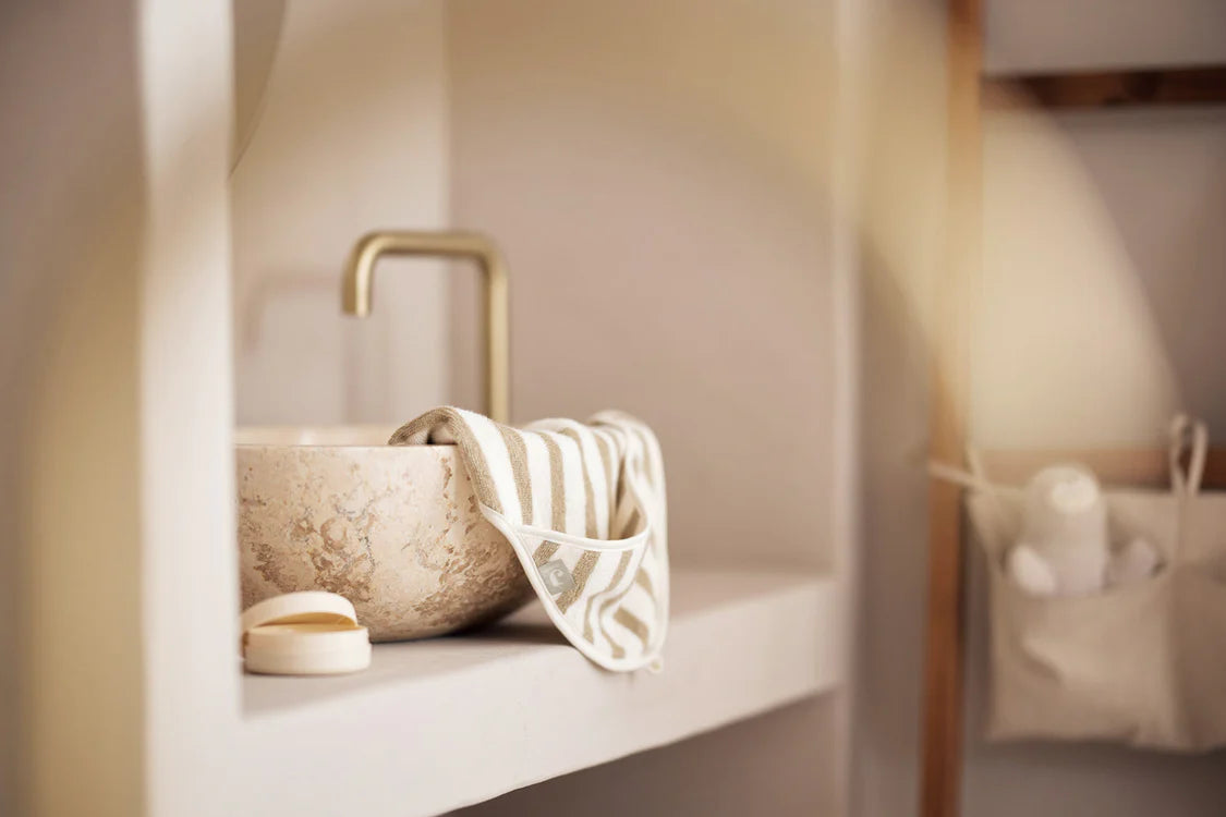 Jollein Badcape 75x75cm Stripe Terry - Olive green - met naam