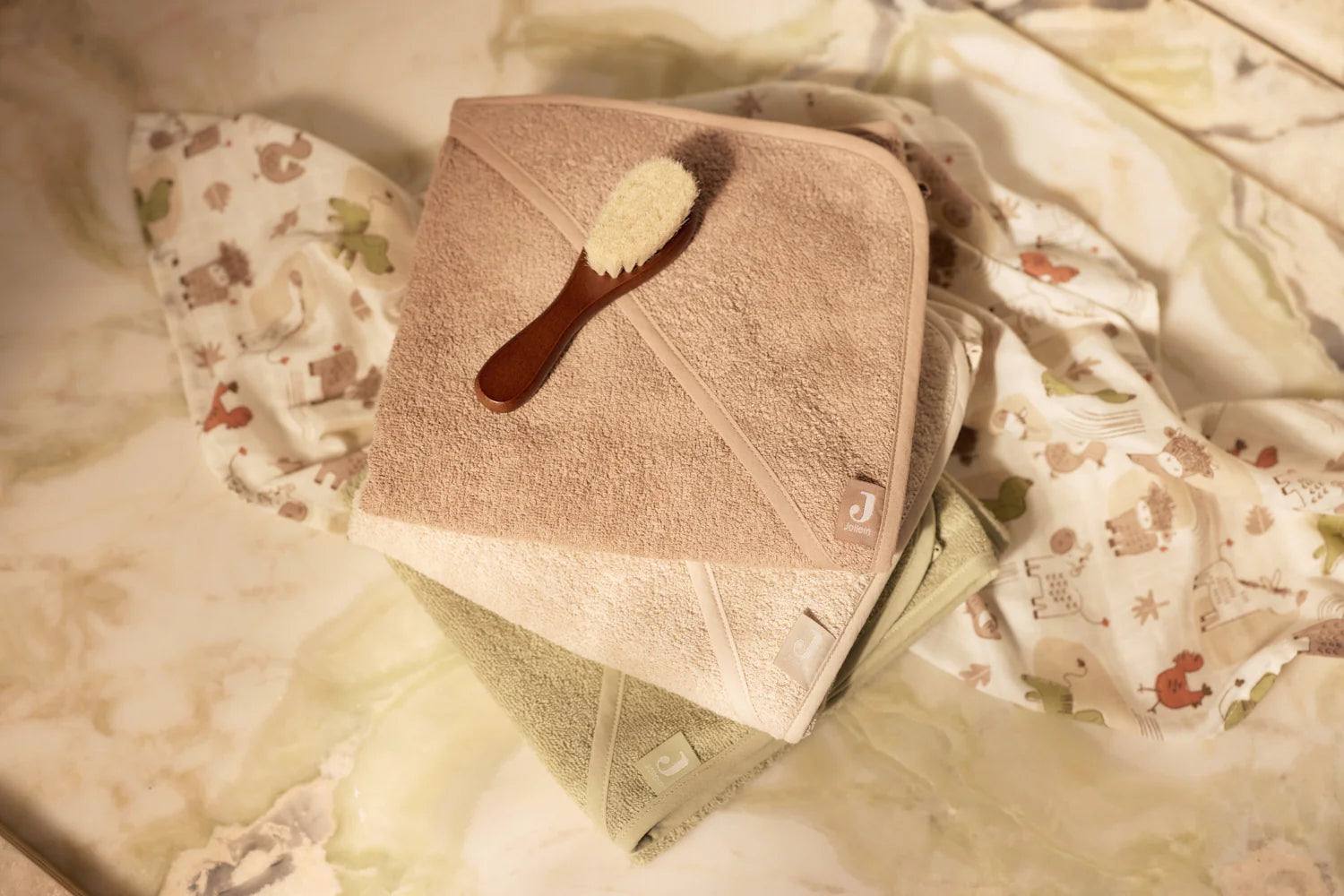Jollein Badcape met Naam - Badstof - Soft Matcha