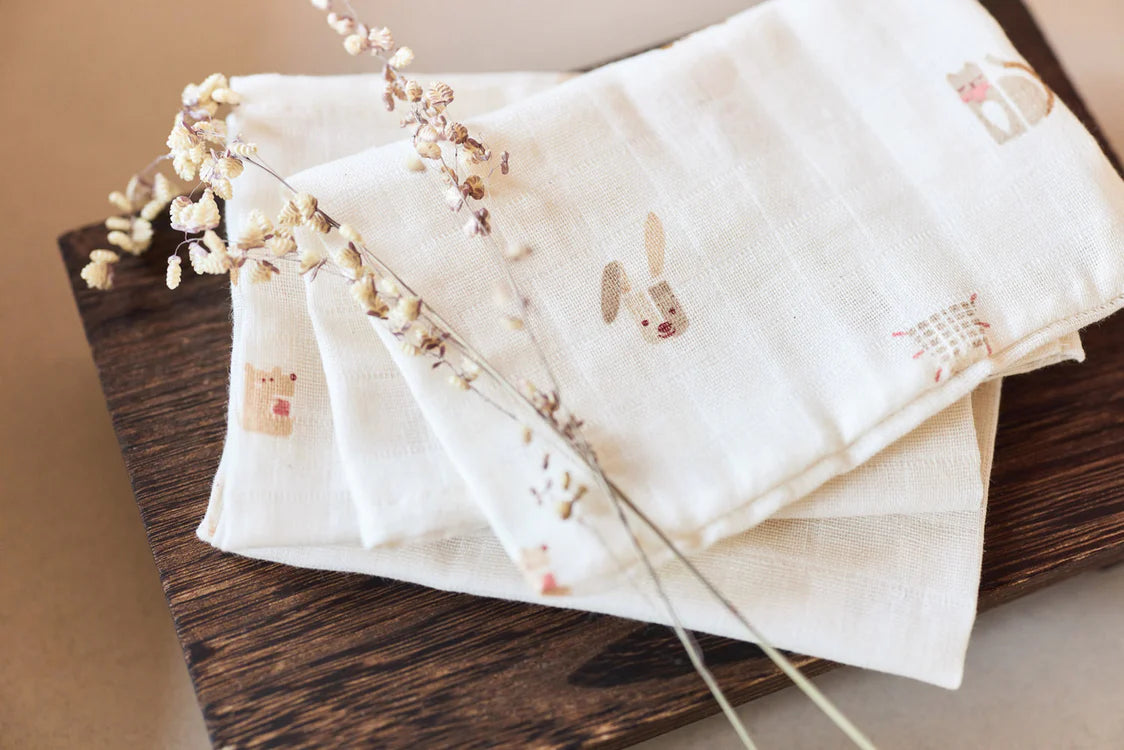 Jollein Hydrofiel Monddoekje 31x31cm - Animal Friends - 3 Stuks