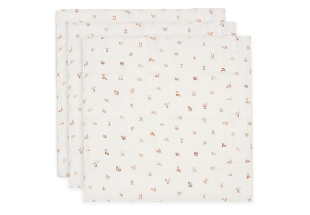 Jollein Hydrofiele Doek Small 70x70cm - Animal Friends - 3 Stuks