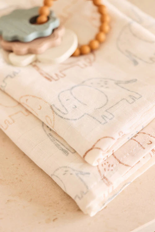 Jollein Hydrofiele Doek Small 70x70cm - Elephant Tales - 3 Stuks