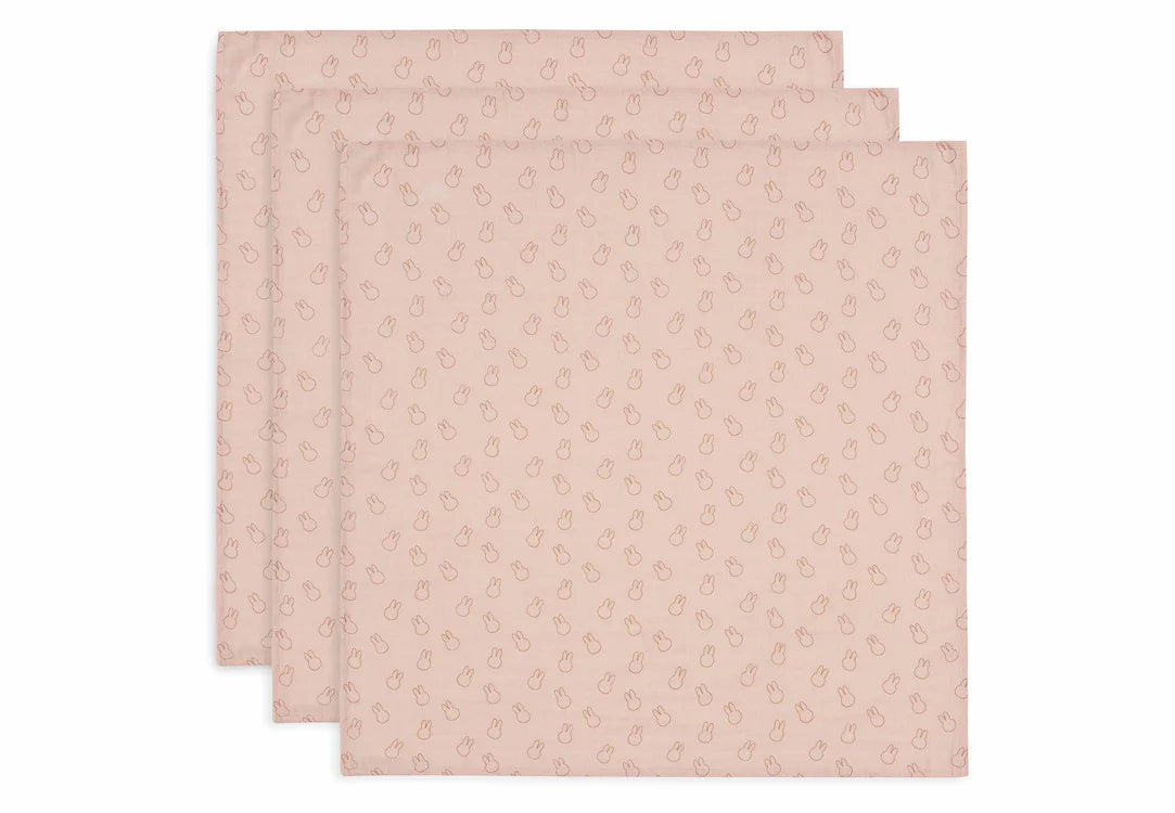 Jollein Hydrofiele Doek Small 70x70cm Miffy Silhouettes - Wild Rose - 3 Stuks