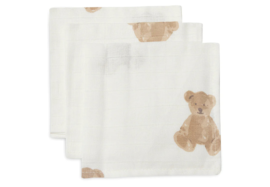 Jollein Hydrofiele Monddoekjes - Teddy bear - 3 pack