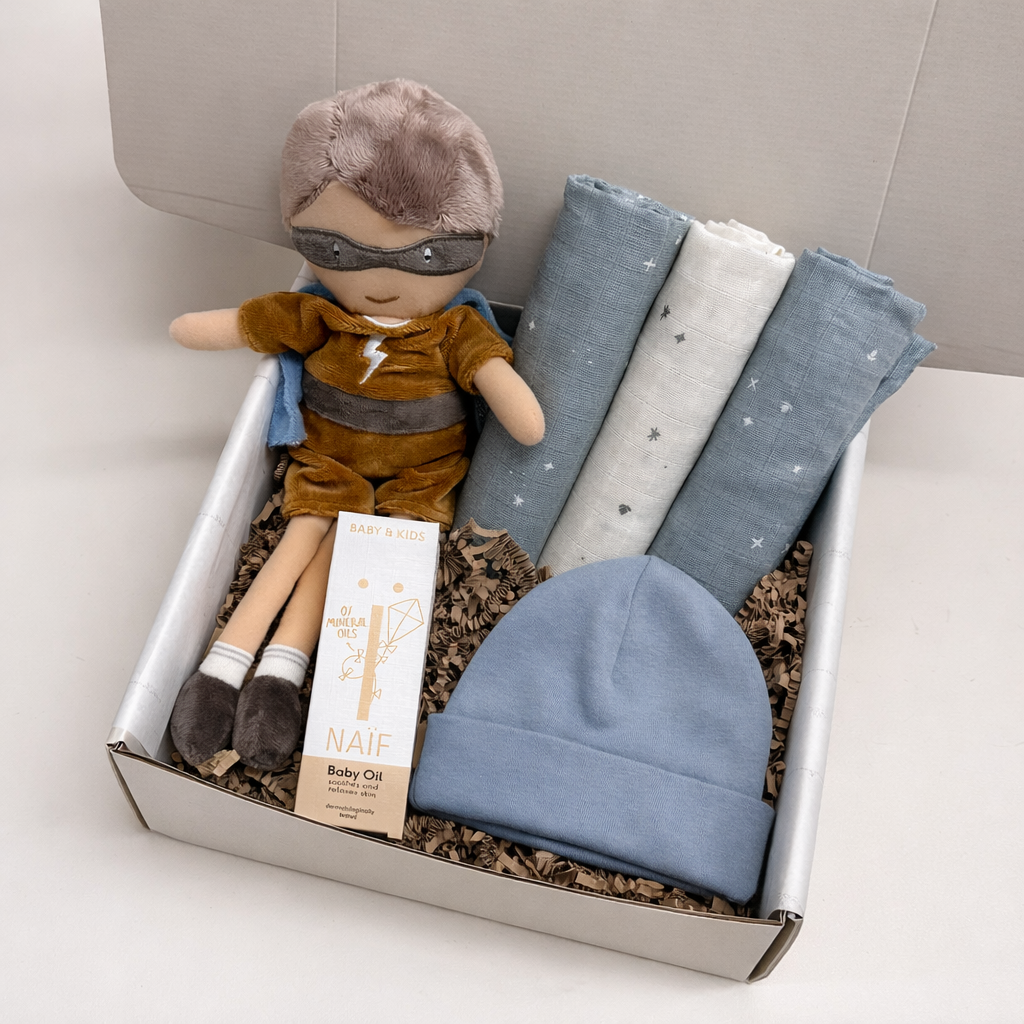 Kraamcadeau - Cadeaubox - Superhero geboortecadeau