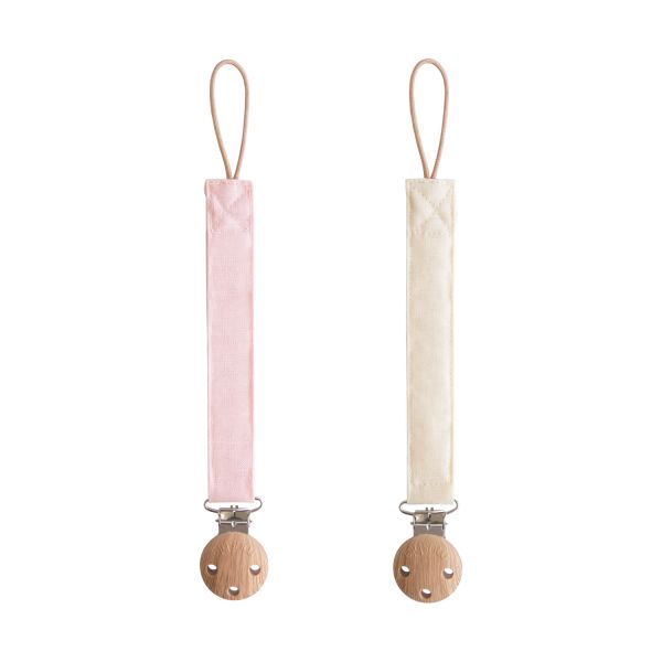 Mushie Speenkoord Linnen Blush/Cream2-Pack