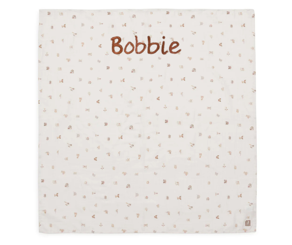 Jollein Hydrofiele doek XL 115x115cm - Animal - met naam