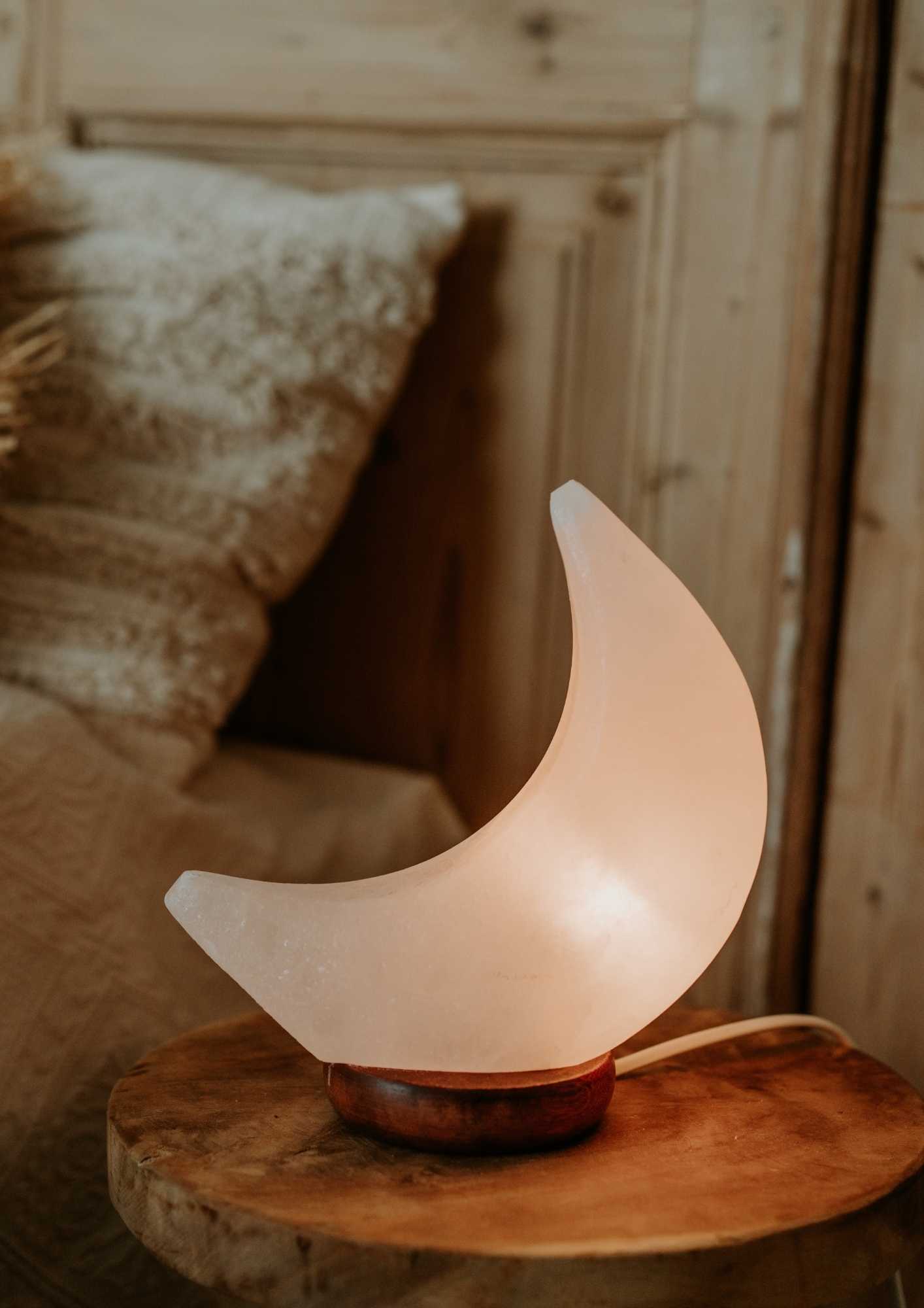 Himalaya zoutlamp maan - wit - Inclusief lichtborn/fitting