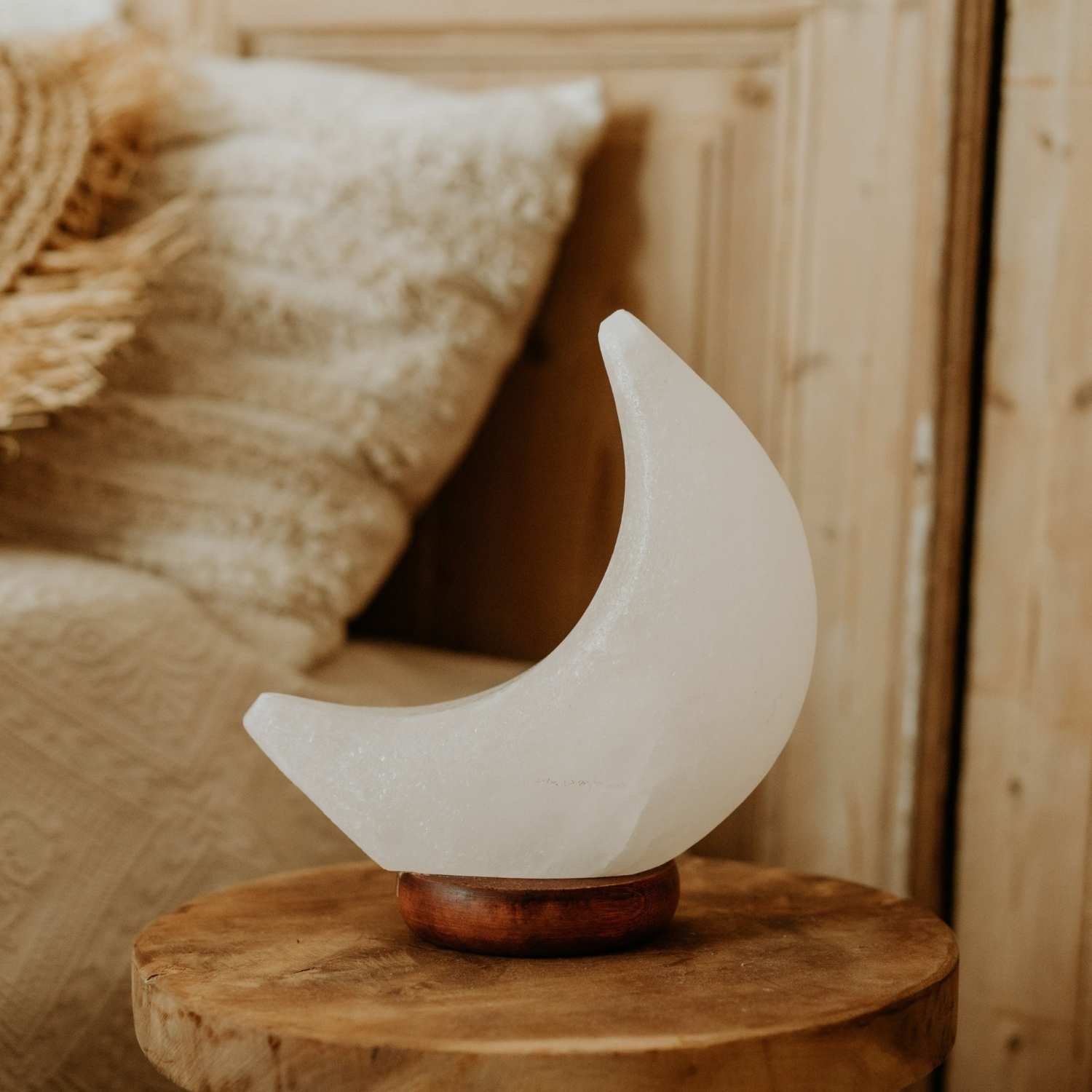 Himalaya zoutlamp maan - wit - Inclusief lichtborn/fitting