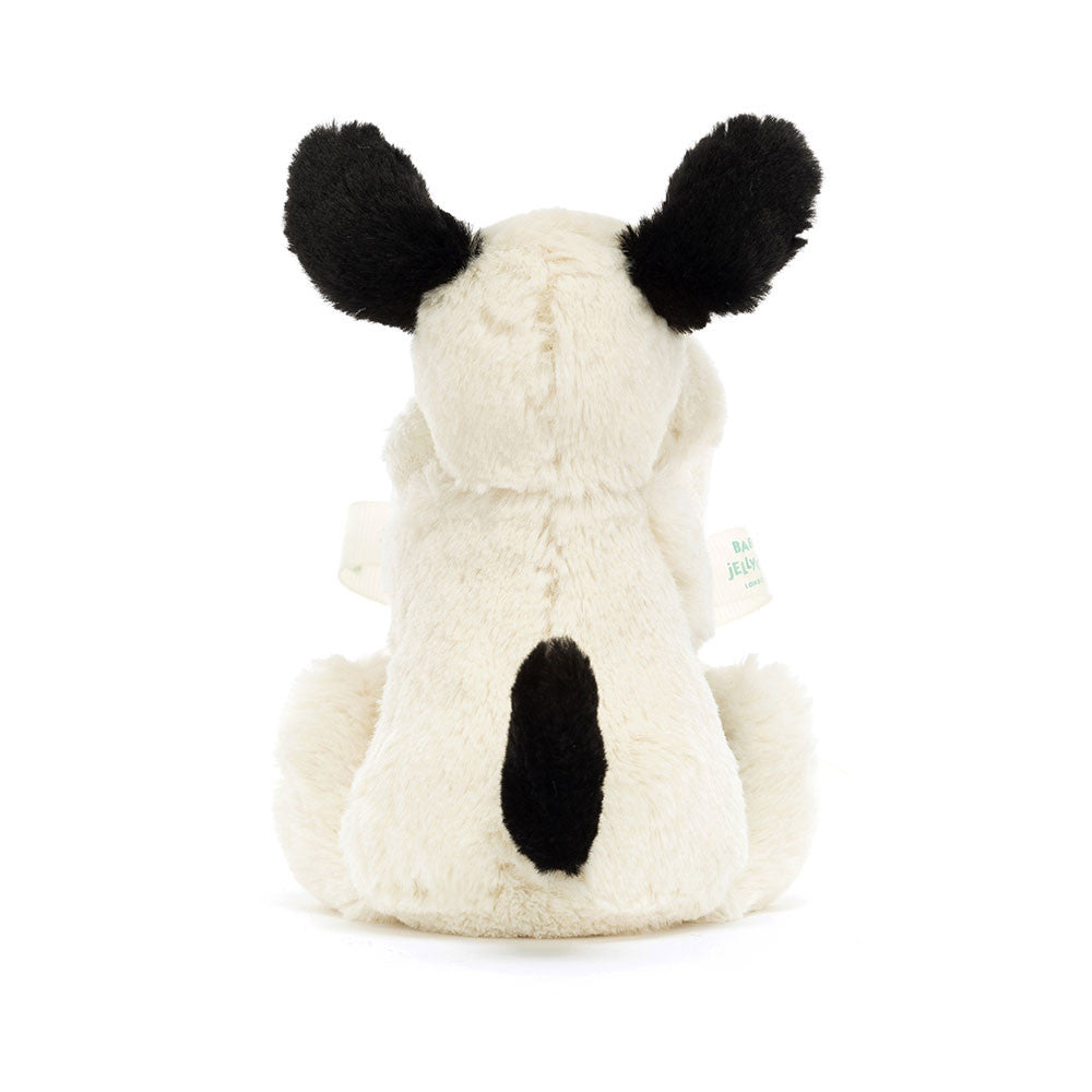 Jellycat Knuffeldoekje Bashful Black & Cream puppy (34cm)