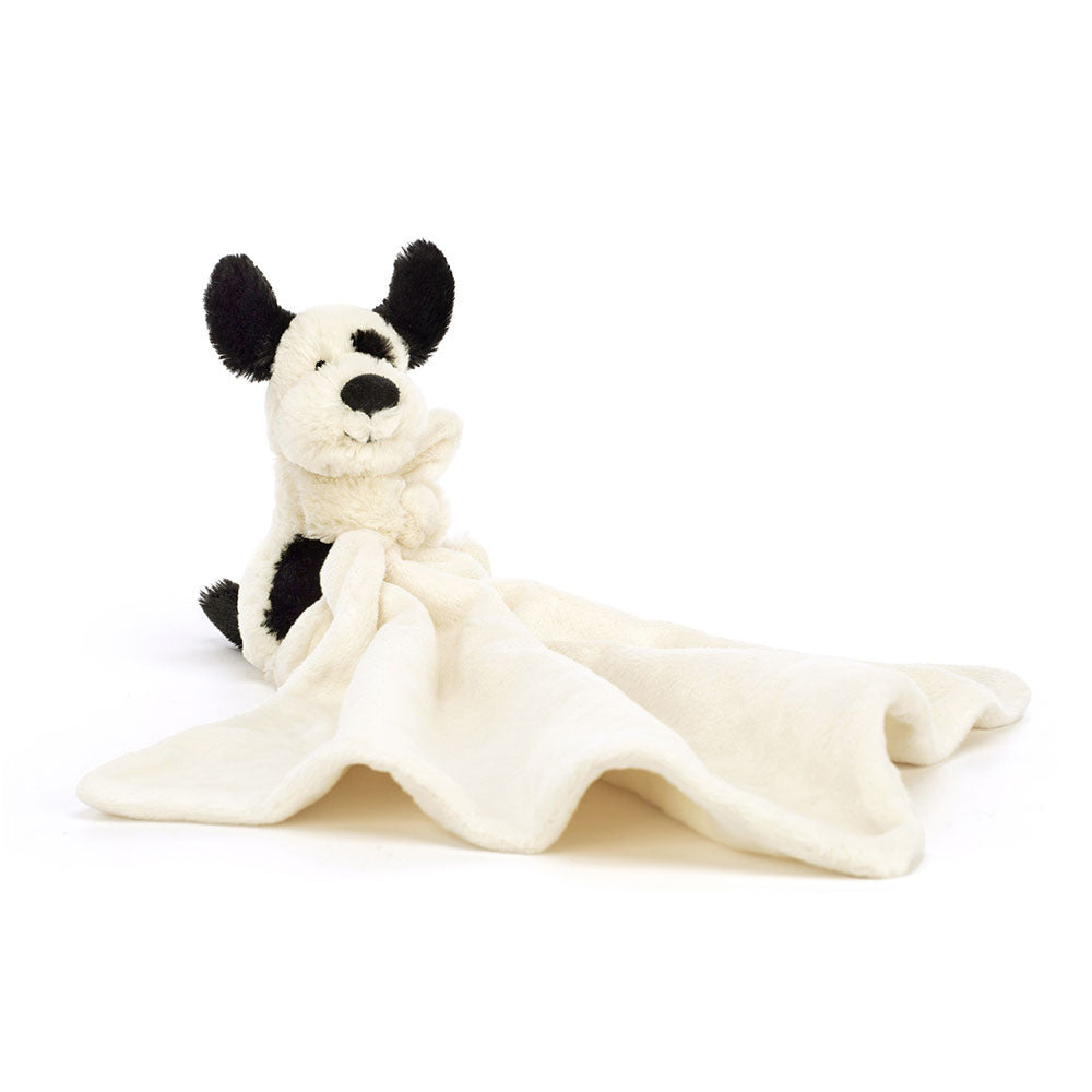 Jellycat Knuffeldoekje Bashful Black & Cream puppy (34cm)