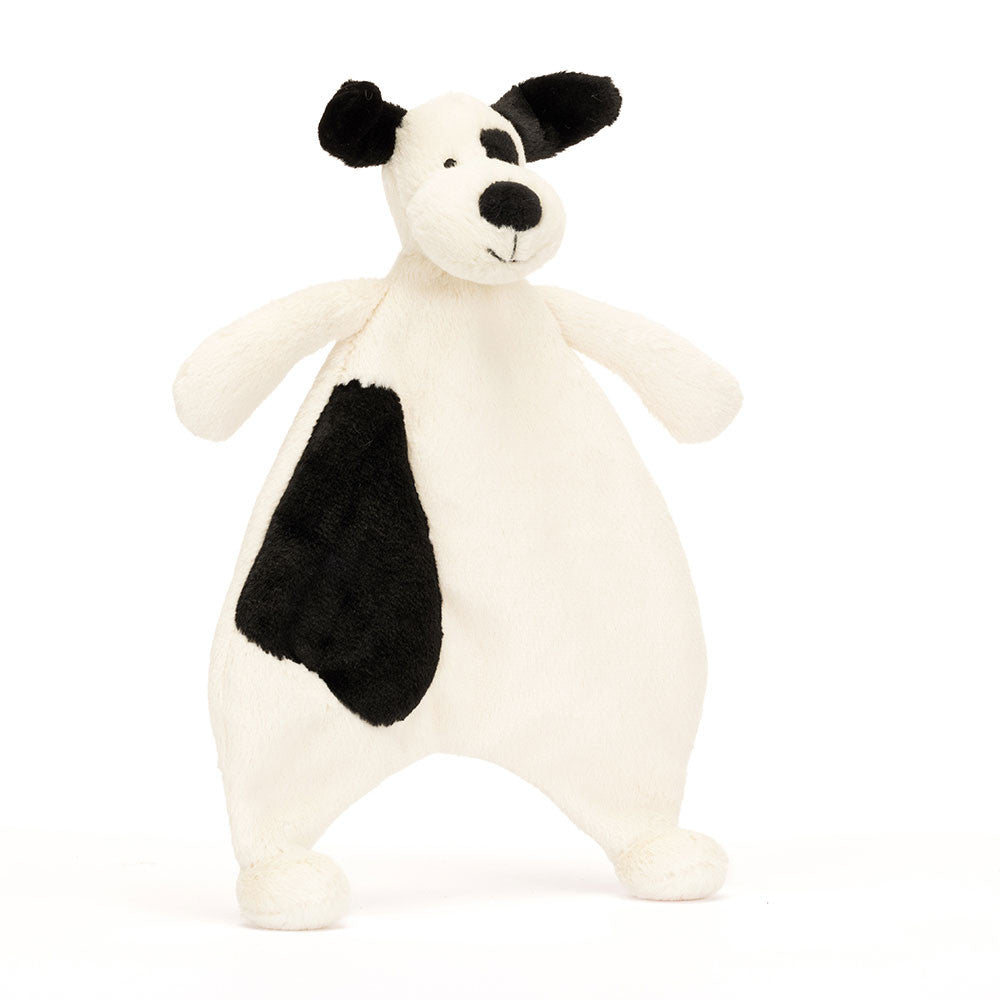 Jellycat Knuffeldoekje Bashful Black & Cream puppy