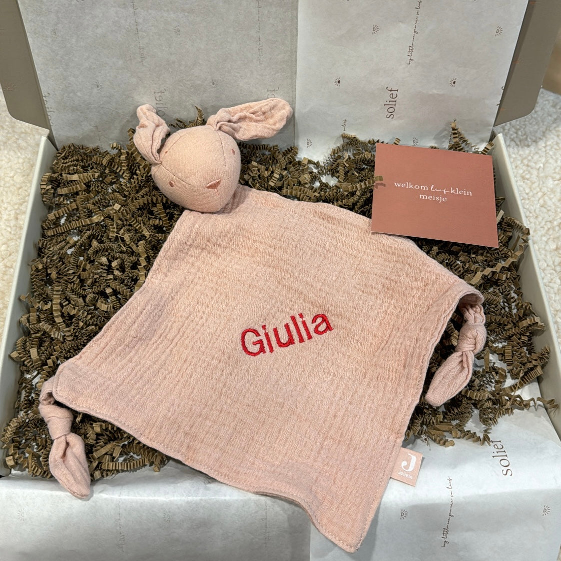 Jollein Speendoekje - Bunny Ears - Wild rose - met naam