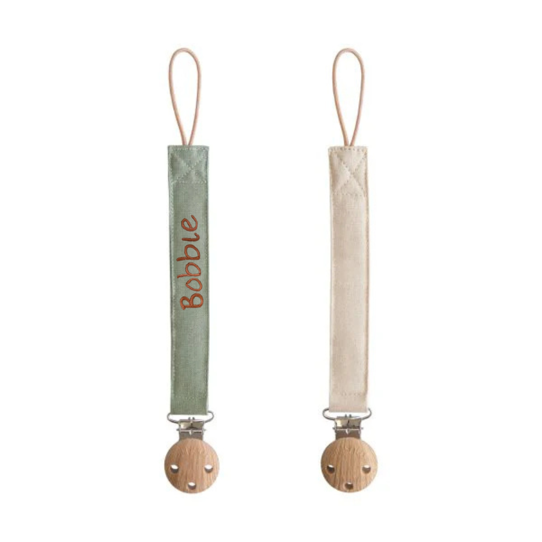 Mushie Speenkoord Linnen Olive/Shifting Sand 2-Pack