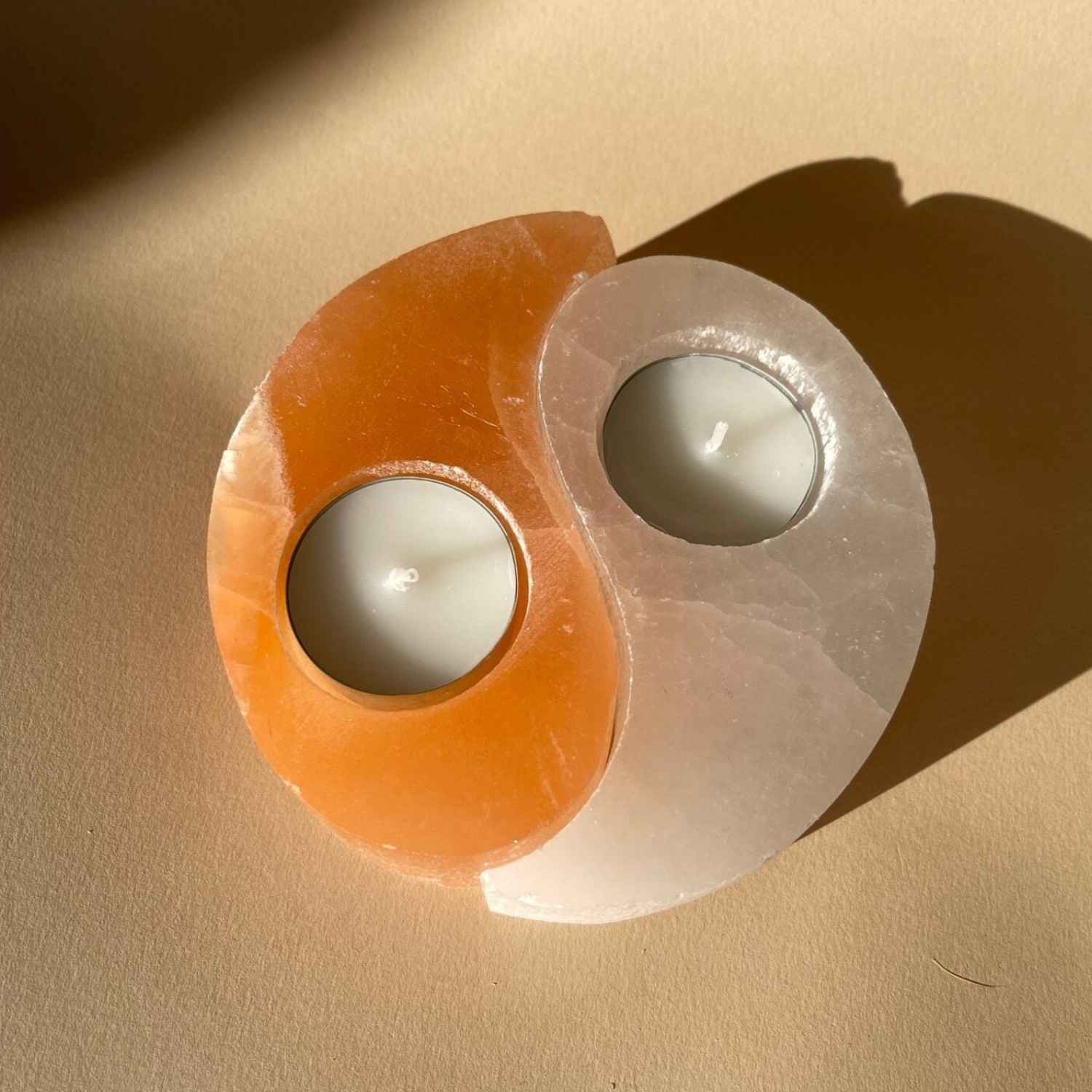 Seleniet Theelichthouder Yin Yang