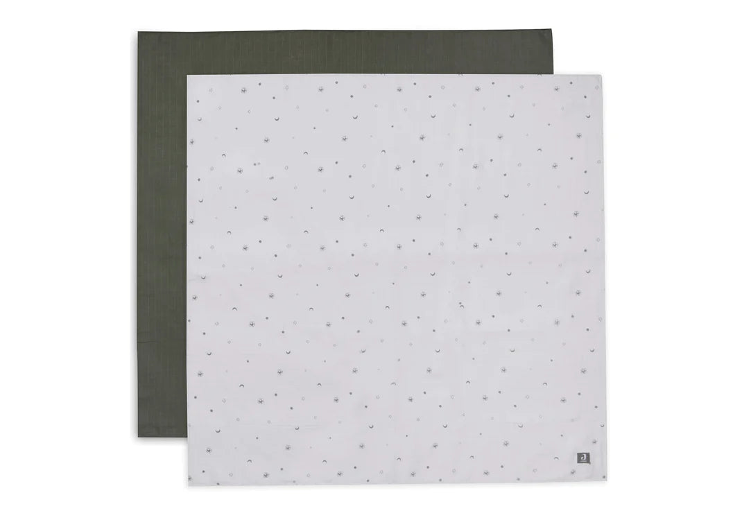 Jollein Hydrofieledoek Stargaza Leaf green 115x115cm 2pack