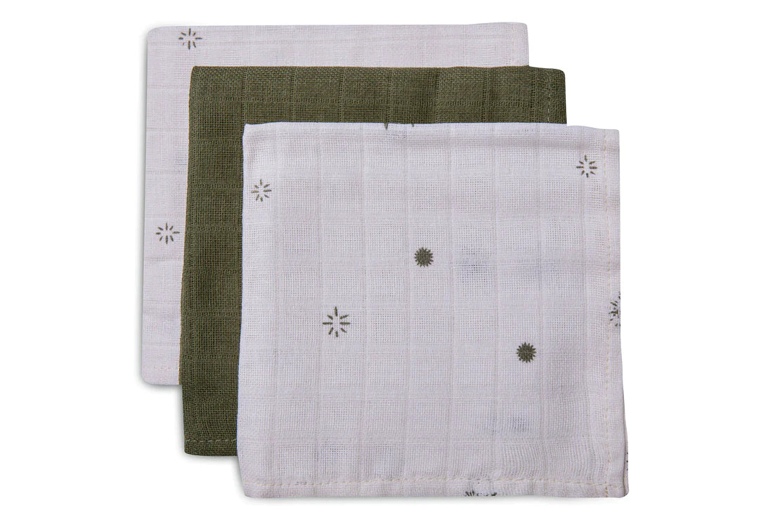 Jollein Monddoekje Stargaza leaf green 3pack