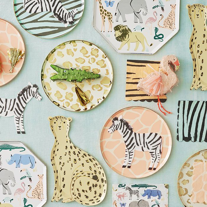 Meri Meri Gebaksbordjes Safari Animals Prints (8st)